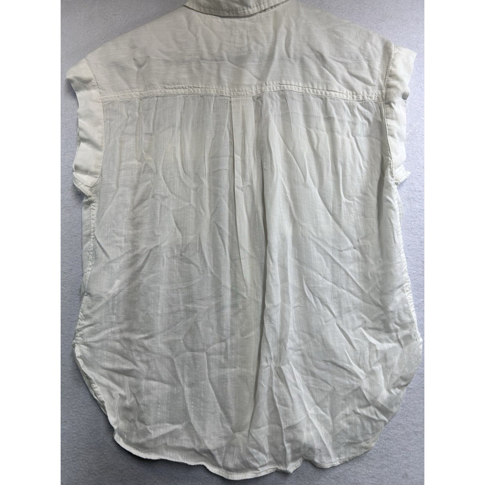 Gap Women's Size XS White Button Up Cap Sleeve Blouse - Picture 4 of 4
